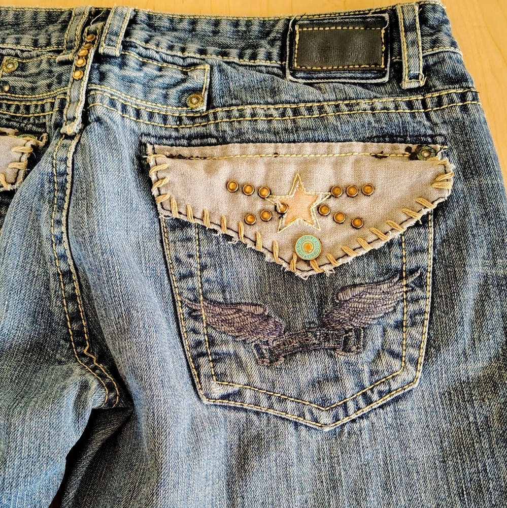 Robin's Jean Blue Denim with Embroidered Star Pockets